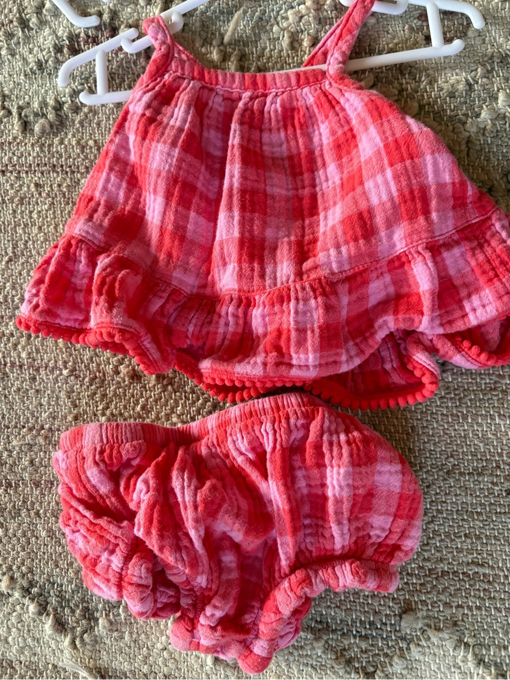 Cat & Jack Pink and Red Plaid Ruffle Tank with Matching Bloomers